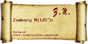 Zombory Milán névjegykártya