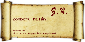 Zombory Milán névjegykártya